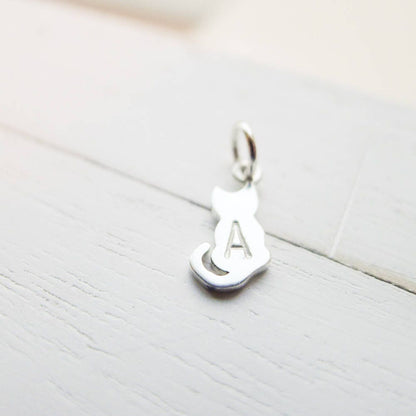 Cat Charm Personalized Sterling Silver