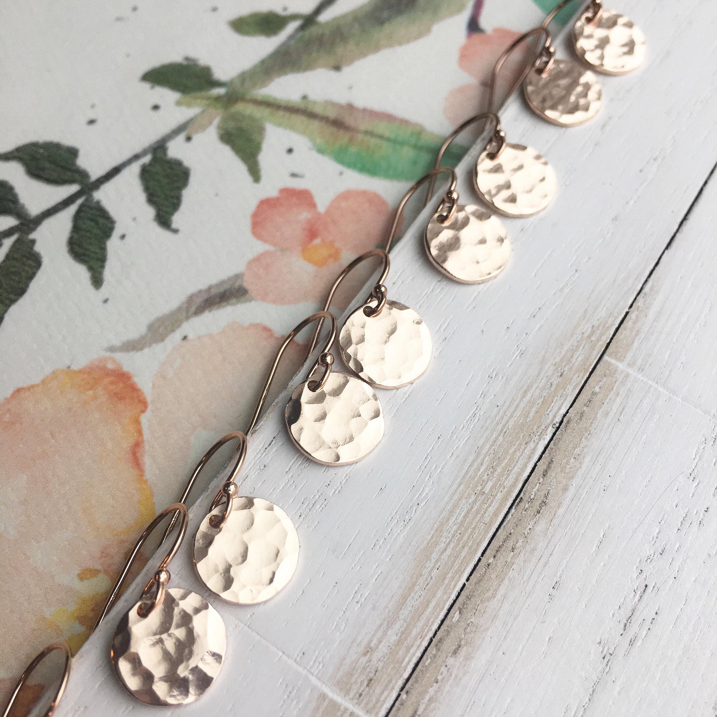 Rose Gold Hammered Dot Earrings