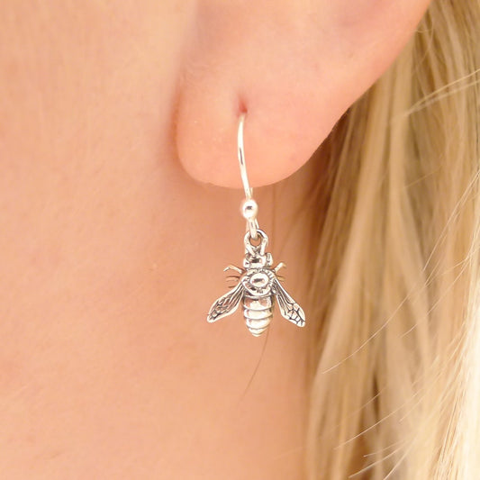 Bee Earrings Sterling Silver Dainty Jewelry