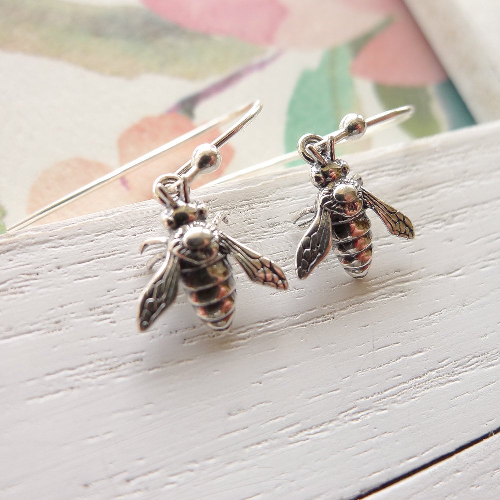 Bee Earrings Sterling Silver Dangle Earing Dainty Jewelry