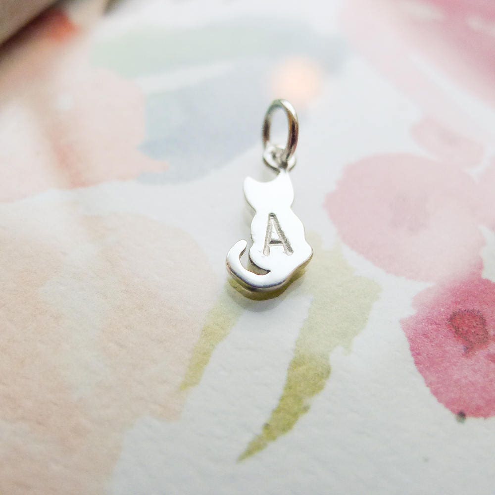 Cat Charm Personalized Sterling Silver