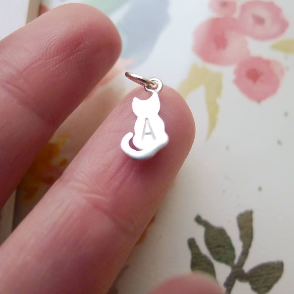 Cat Charm Personalized Sterling Silver