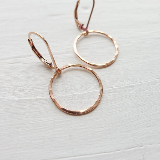 Everyday Rose Gold Hammered Circle Earrings