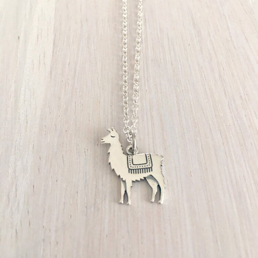 Llama Necklace Sterling Silver Pendant Quirky