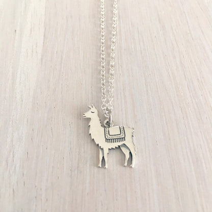 Llama Necklace Sterling Silver Pendant Quirky