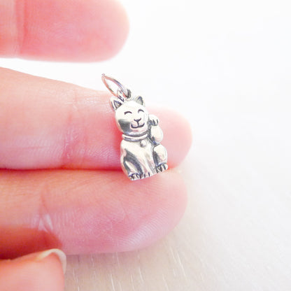 Good Luck Cat Charm Sterling Silver