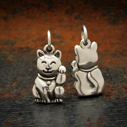 Good Luck Cat Charm Sterling Silver