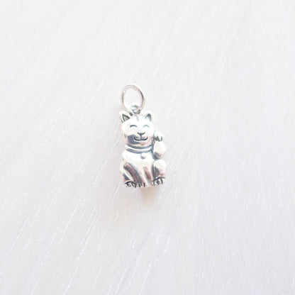 Good Luck Cat Charm Sterling Silver