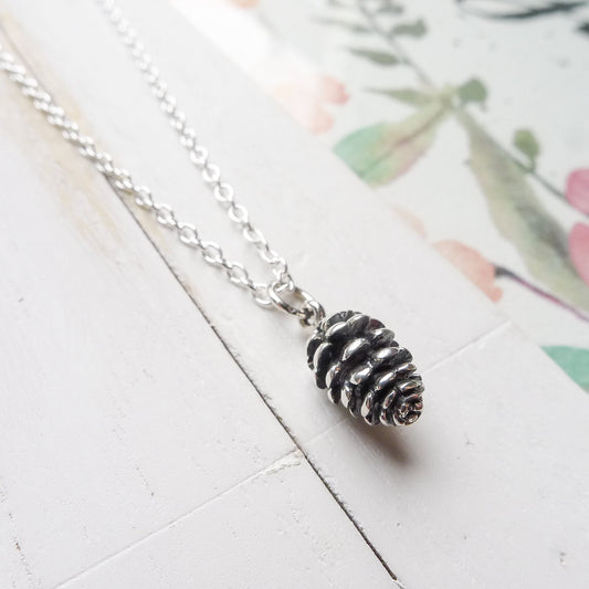 Pine cone Necklace Sterling Nature Pendant