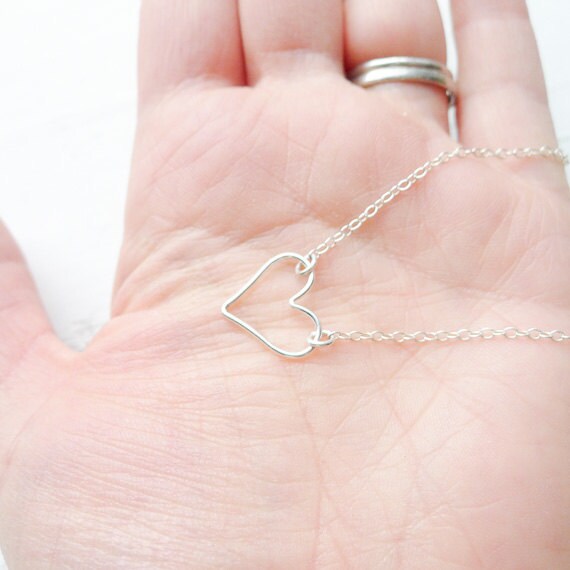 Open Heart Necklace - Floating Wire Heart Necklace