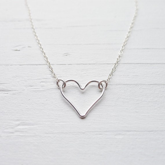 Open Heart Necklace - Floating Wire Heart Necklace