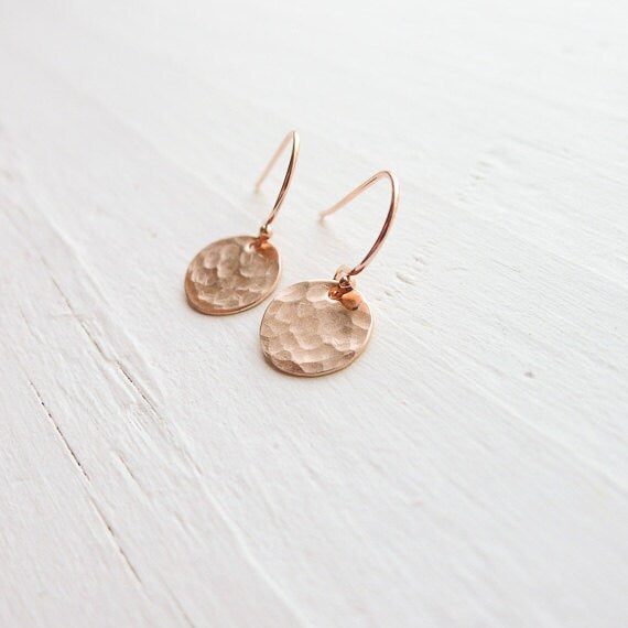 Rose Gold Hammered Dot Earrings