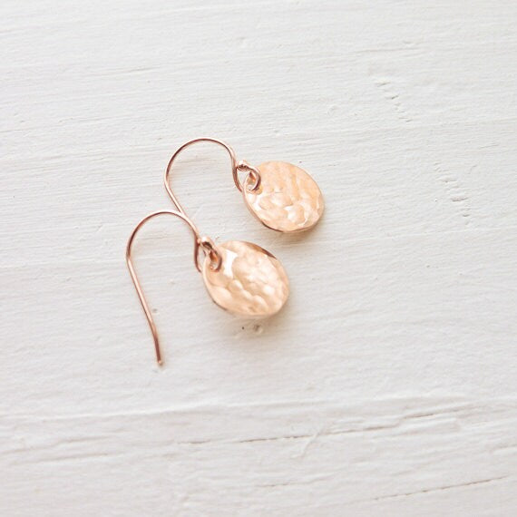 Rose Gold Hammered Dot Earrings