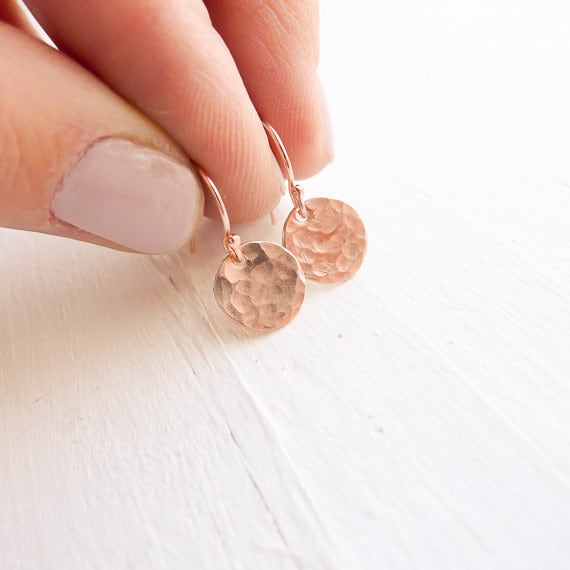 Rose Gold Hammered Dot Earrings