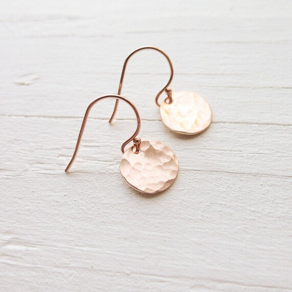 Rose Gold Hammered Dot Earrings