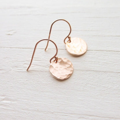 Rose Gold Hammered Dot Earrings