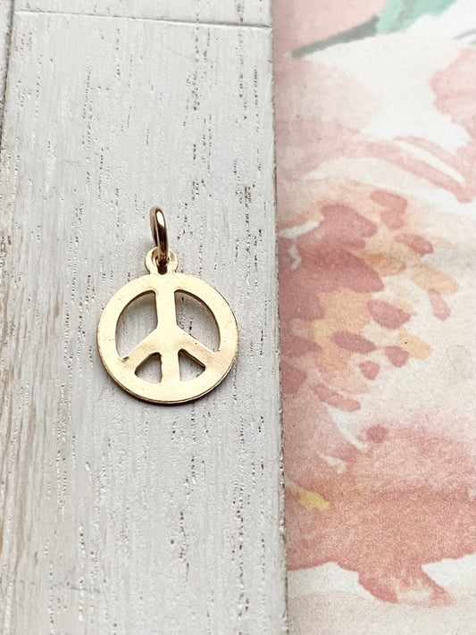 Peace Sign Charm Gold Filled Symbol Pendant Thin Lightweight