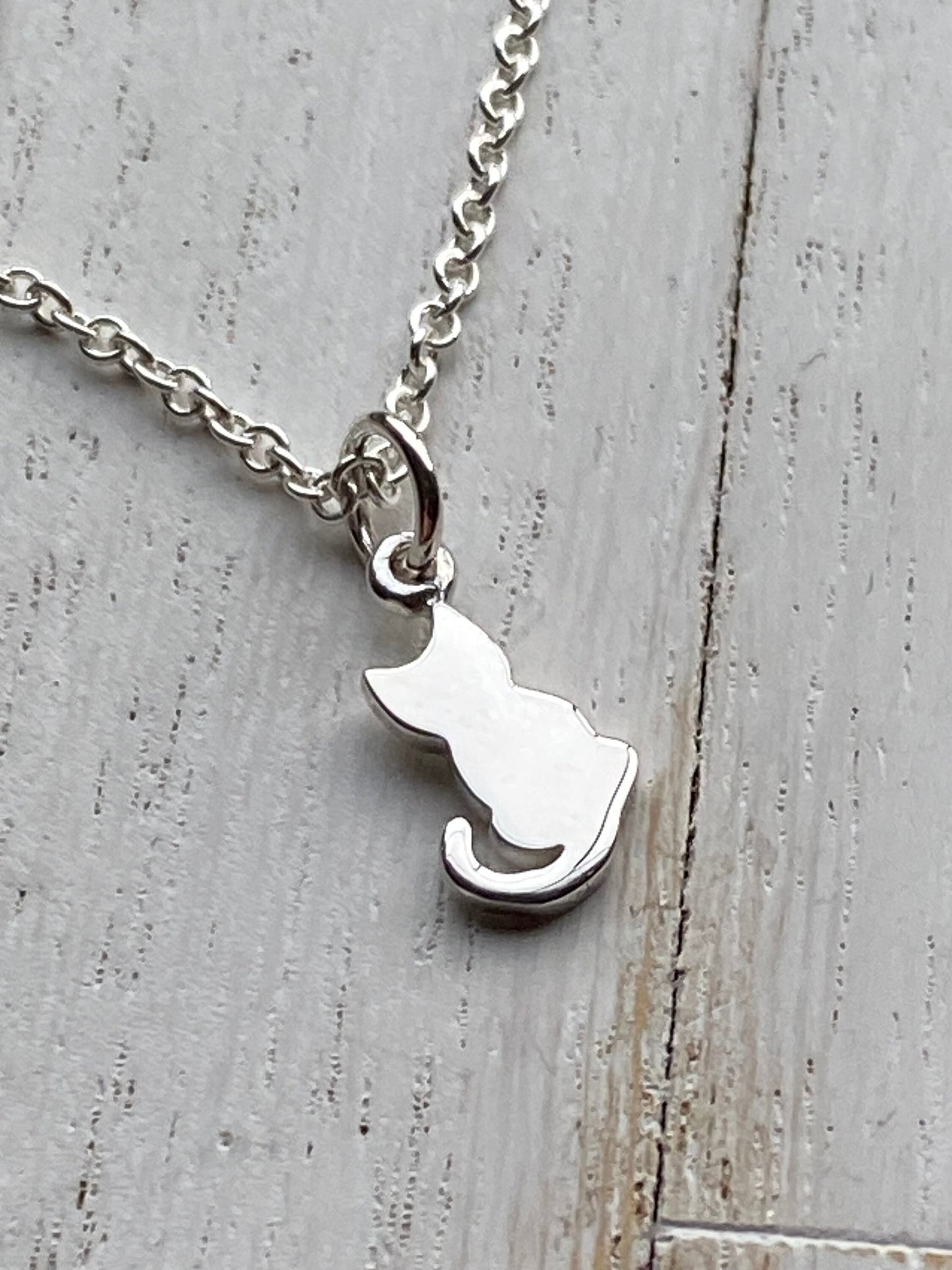 Tiny Cat Necklace Sterling Silver