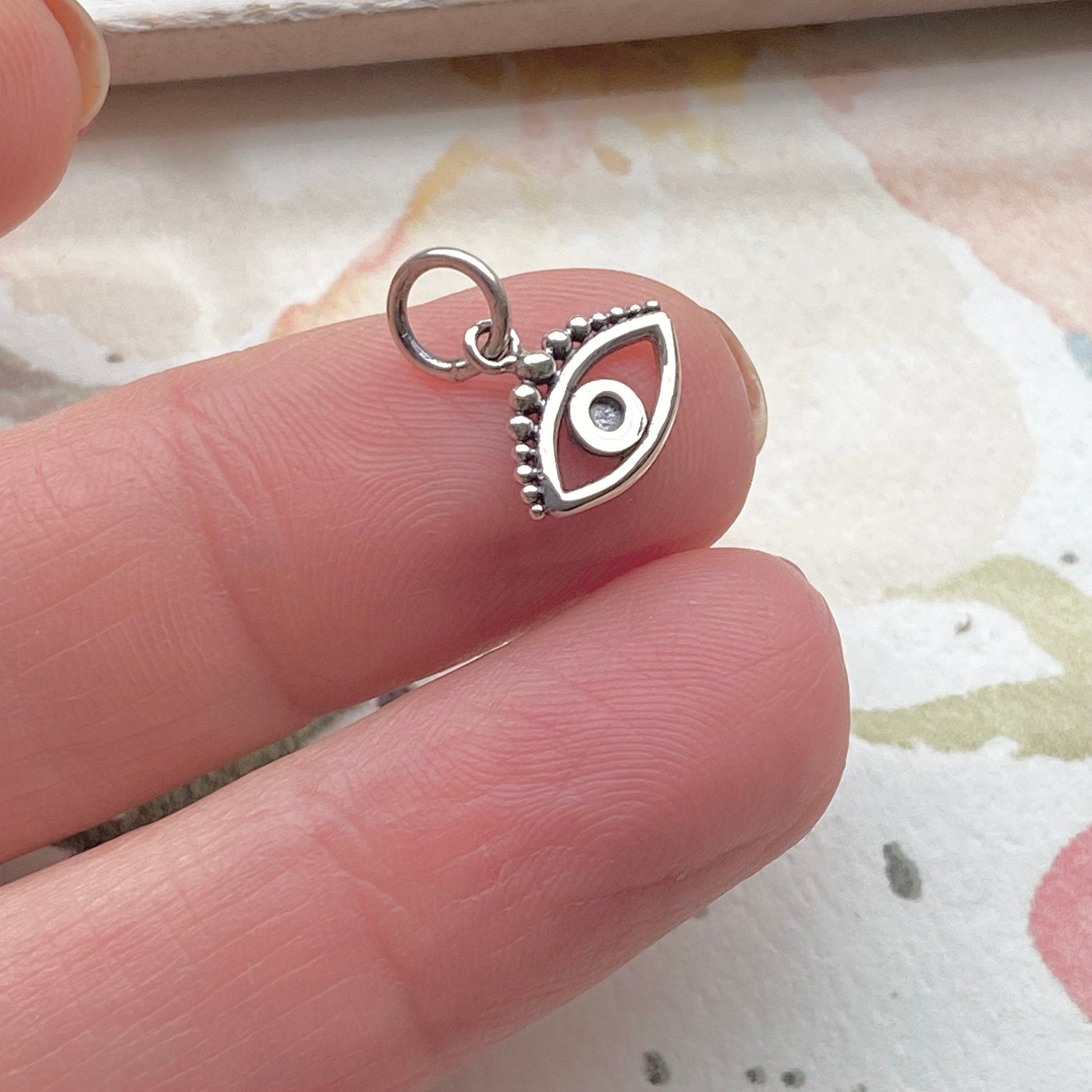 Evil Eye Charm Litte Sterling Silver Spiritual Charm Adorable Protective Jewelry