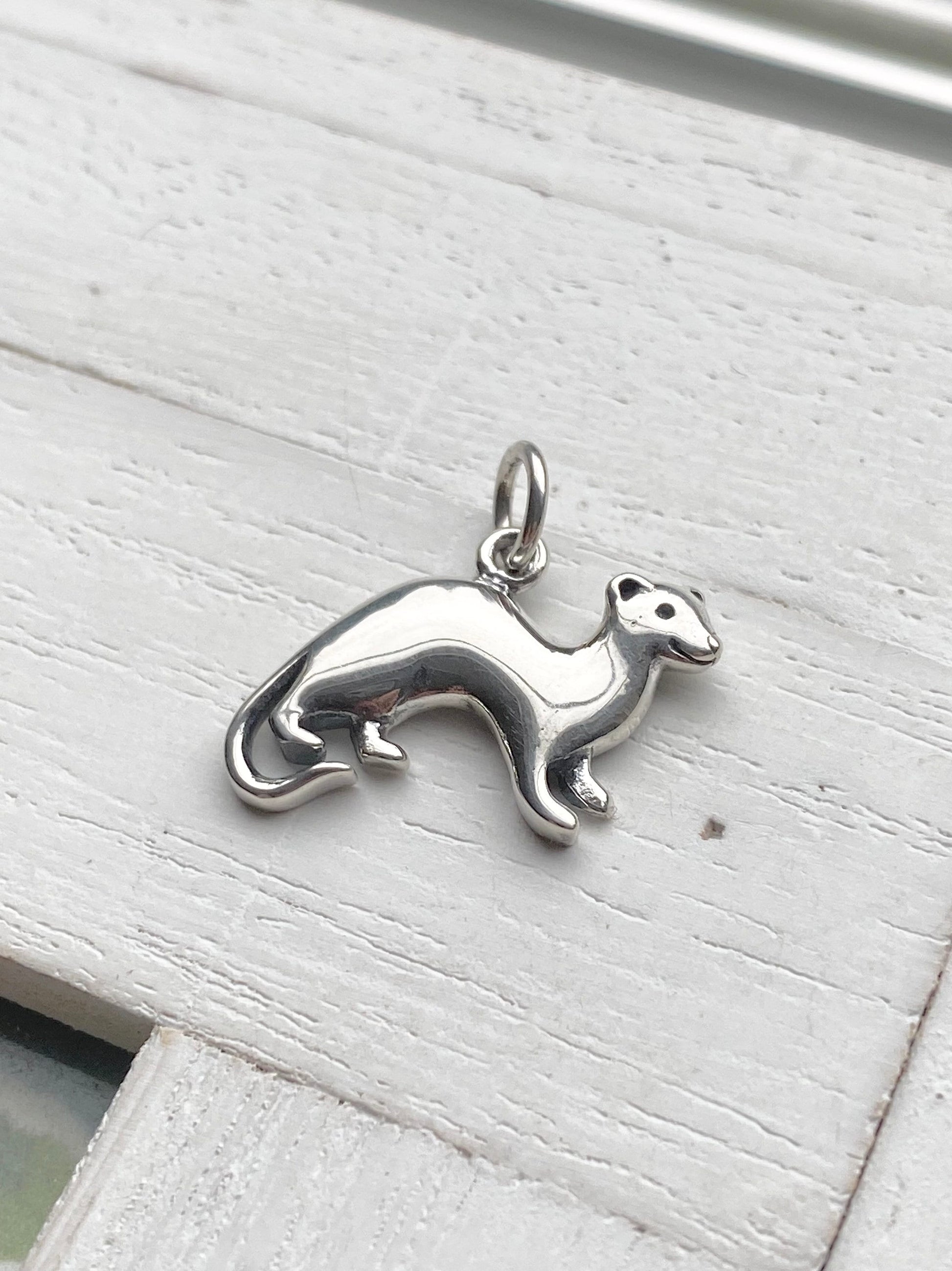 Ferret Charm Cute Smiling Pet Pendant for Jewelry Sterling Silver