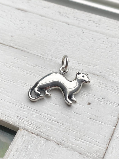 Ferret Charm Cute Smiling Pet Pendant for Jewelry Sterling Silver