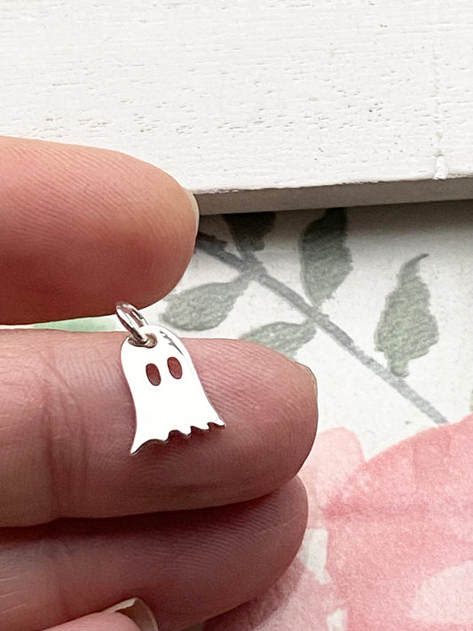 Ghost Charm Sterling Silver Cute Spooky Pendant
