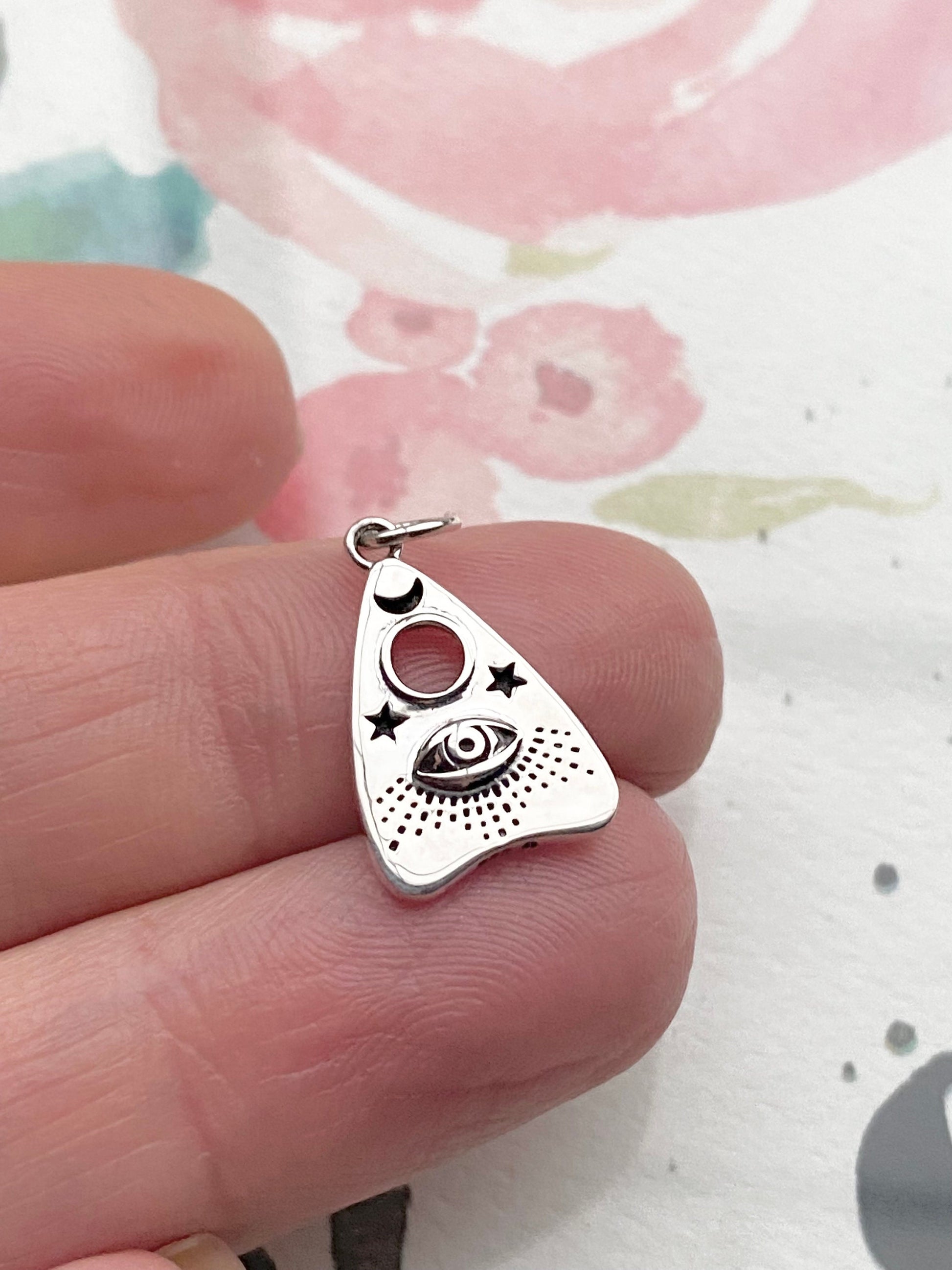 Ouija Charm Sterling Silver Spiritual Pendant Evil Eye Protective Jewelry