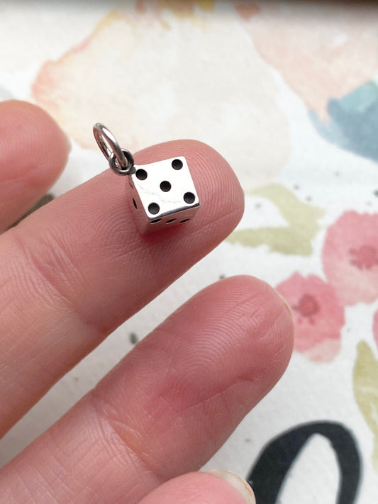 Dice Charm Sterling Silver Game Pendant
