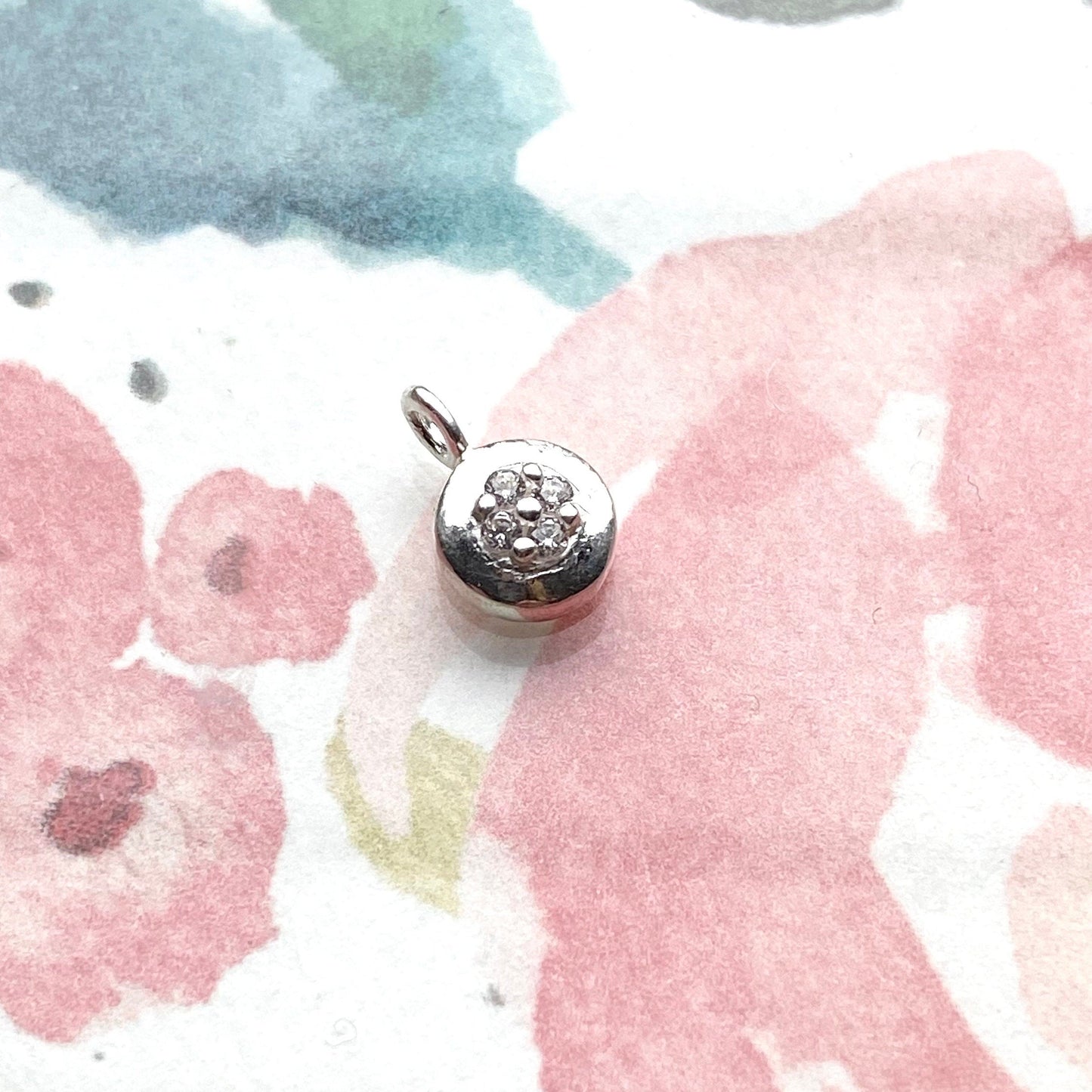 CZ Charm Encrusted Circle Sterling Silver