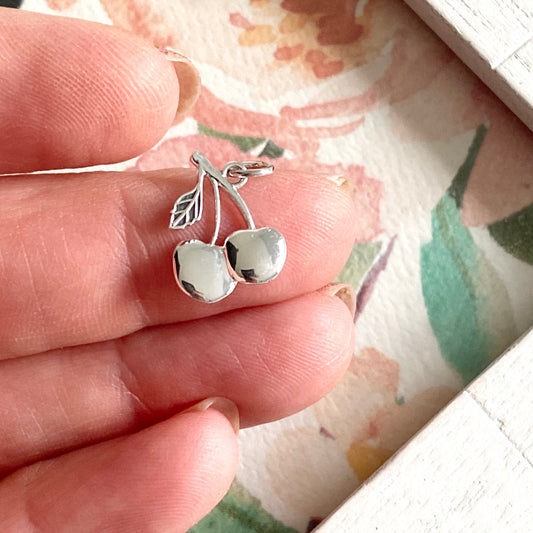 Cherry Charm Dessert Sterling Silver Cherries Pendant Sweet