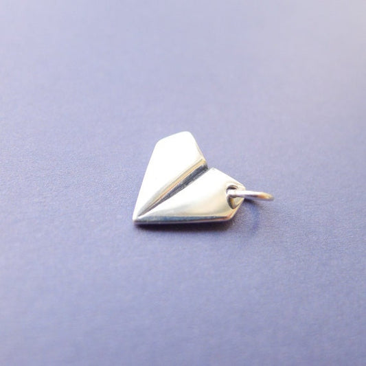 Paper Airplane Charm in Sterling Silver Plane Pendant