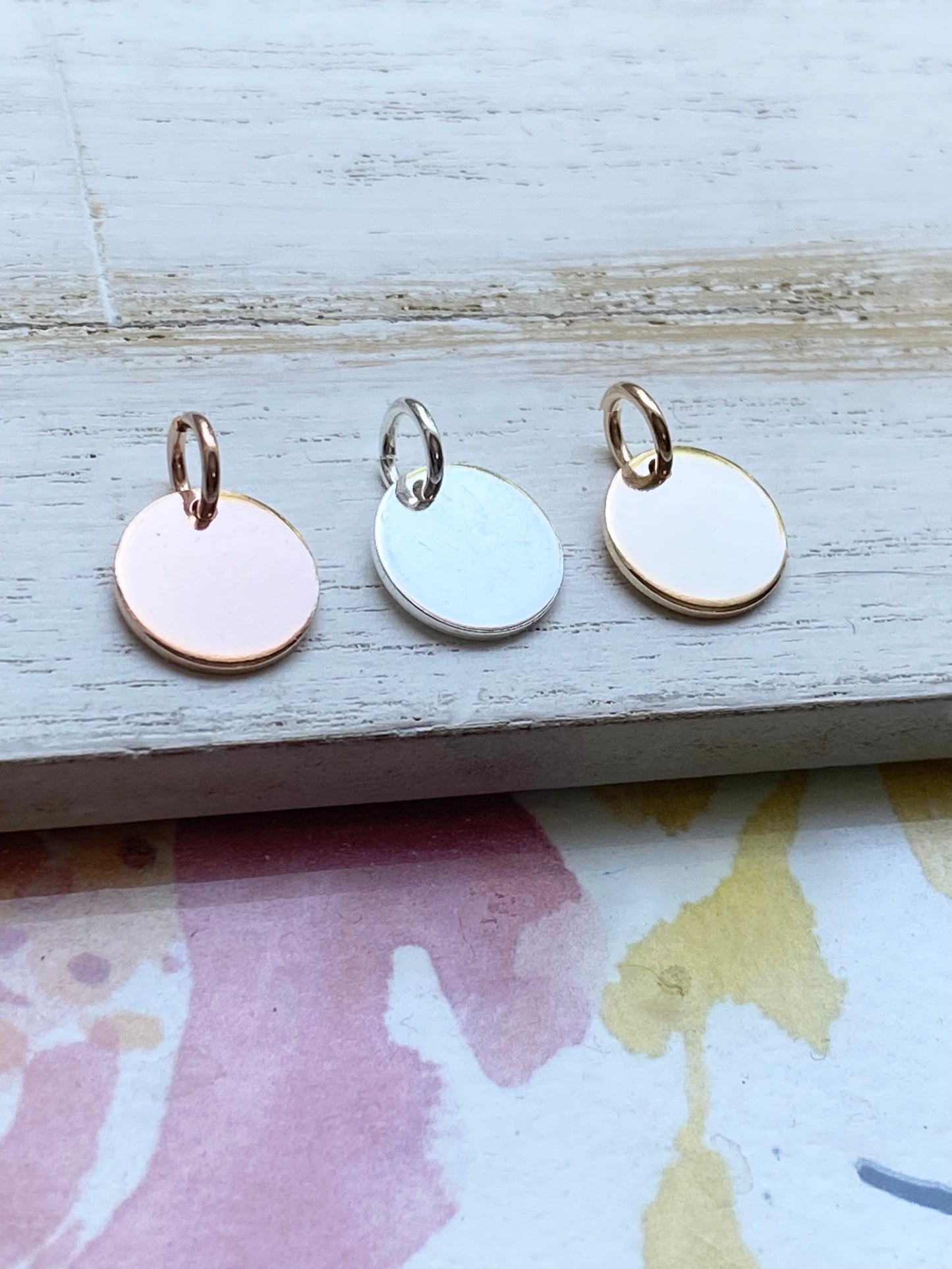 Disc Charms Metal Circle Pendants Sterling Rose Gold Filled Jewelry Component For Earrings or Necklaces