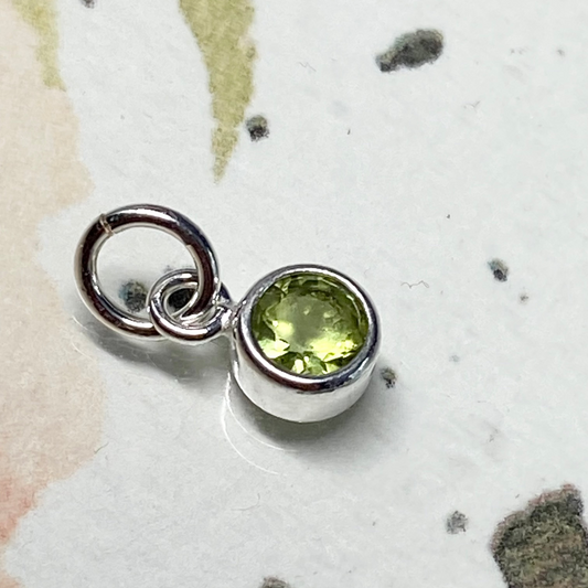 Peridot Charm August Birthstone with Sterling Silver Bezel 4mm Gemstone Pendant