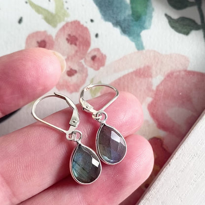Labradorite Sterling Silver Leverback Earrings