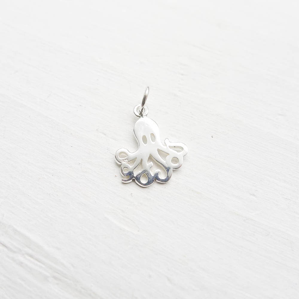 Octopus Charm Sterling Silver Octopus Pendant Adorable Animal Sea Creature for Necklace or Bracelet