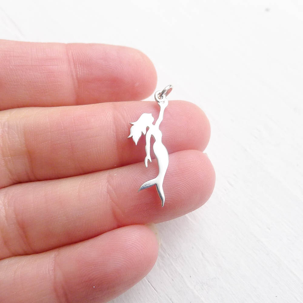 Mermaid Charm Sterling Silver Pendant for Necklaces