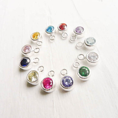 September Birthstone Charm 4mm Sapphire CZ Sterling Silver