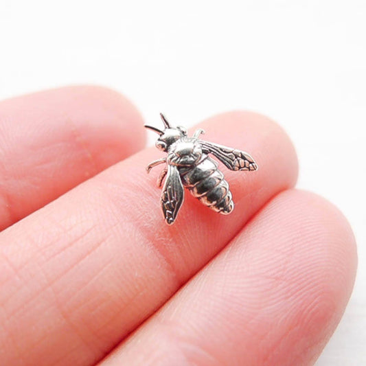 Sterling Silver Bee Component Realistic Honeybee for Jewelry Making Locket Charm