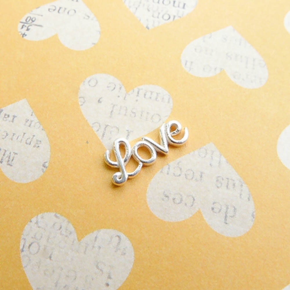 Love Tiny Sterling Silver Solderable Accent or Floating Locket Charm Cursive