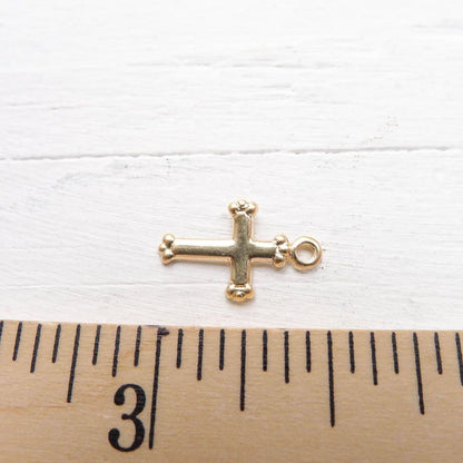 Tiny Gold Cross Charms Fancy Small Gold Filled Crosses Pendants for Jewelry