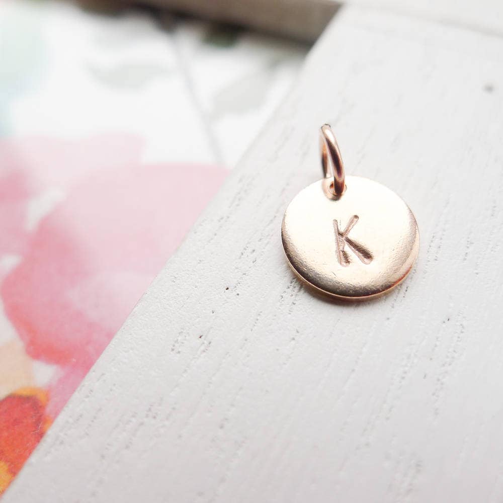Letter Charm Small Initial Medallion Coin for Personalized Jewelry Sterling Silver or Gold Filled