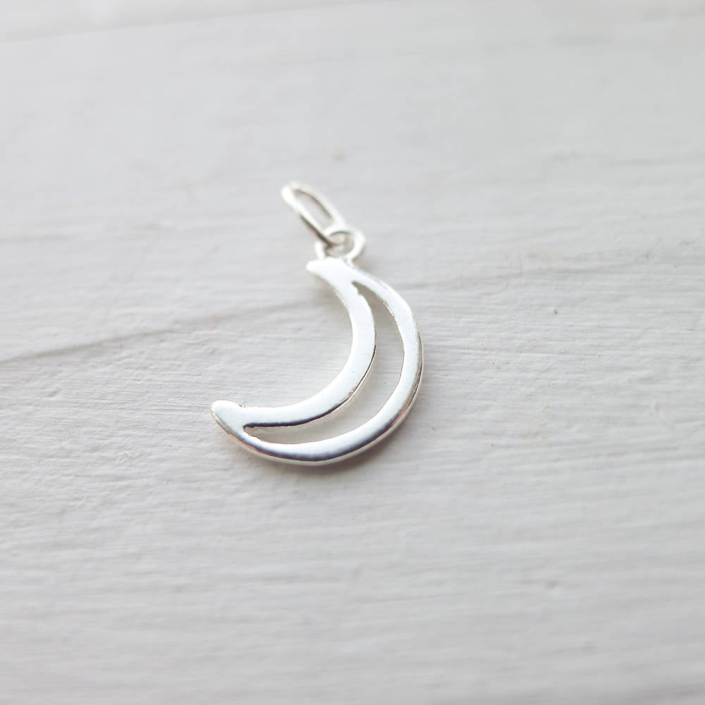 Open Moon Charm Sterling Silver Pendant Bohemian Jewelry