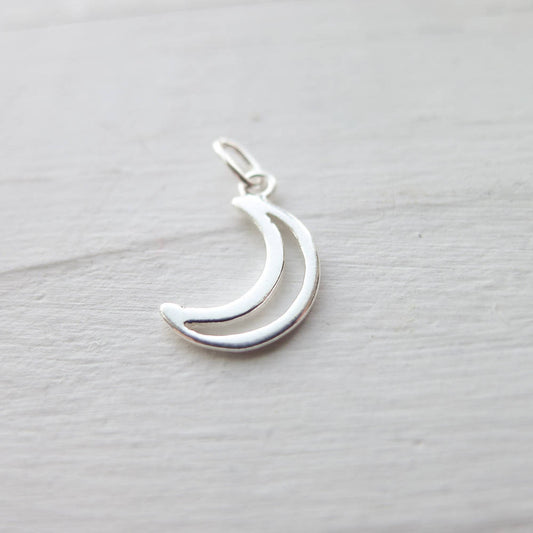 Open Moon Charm Sterling Silver