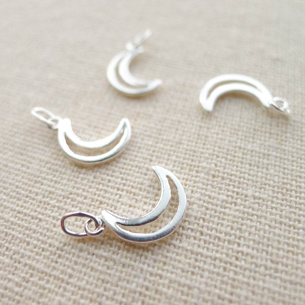Open Moon Charm Sterling Silver Pendant Bohemian Jewelry