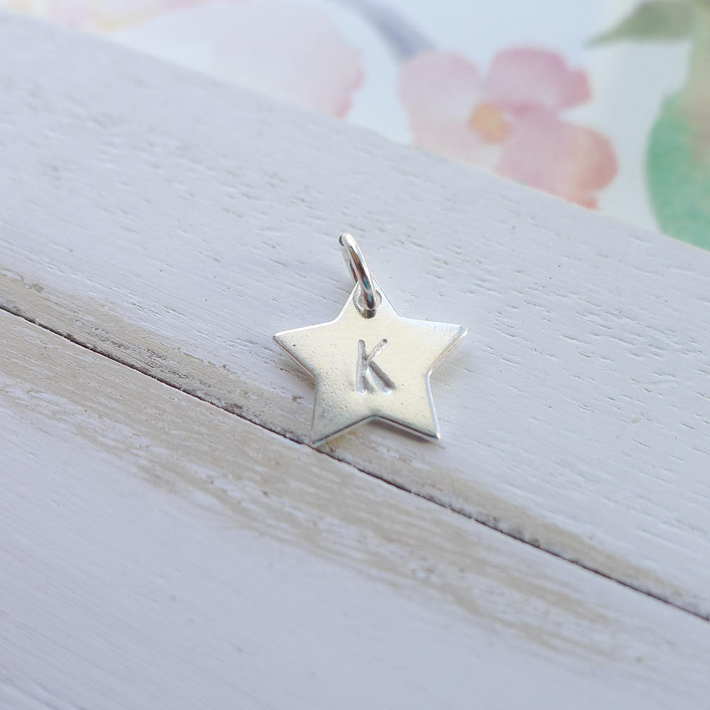 Initial Star Charm Blank Tiny Letter Pendant for Necklace Custom