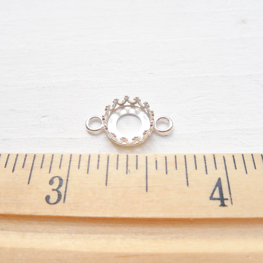 Cabochon Crown Bezel Setting Drop Link Sterling Silver 8mm