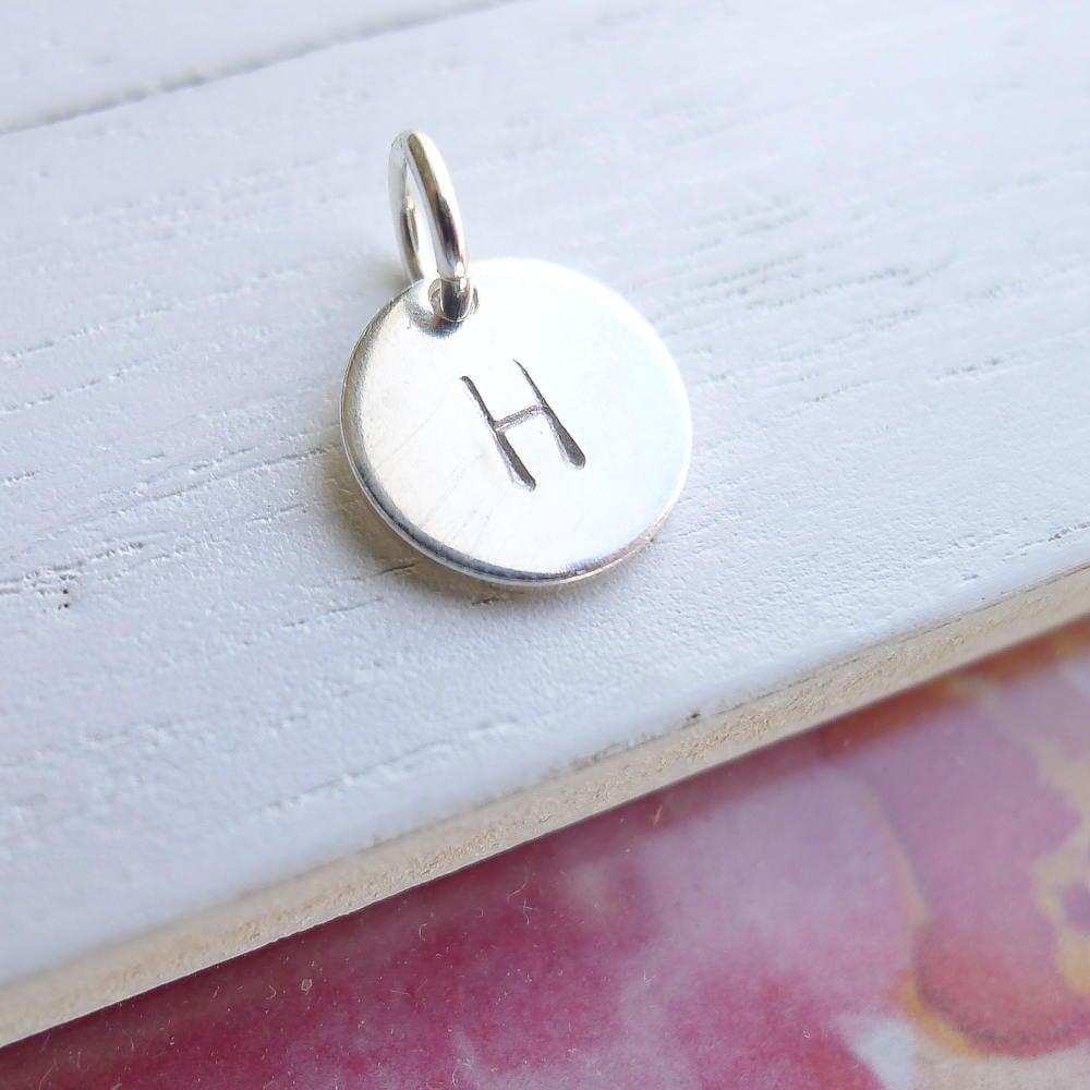 Letter Charm Small Initial Medallion Coin for Personalized Jewelry Sterling Silver or Gold Filled