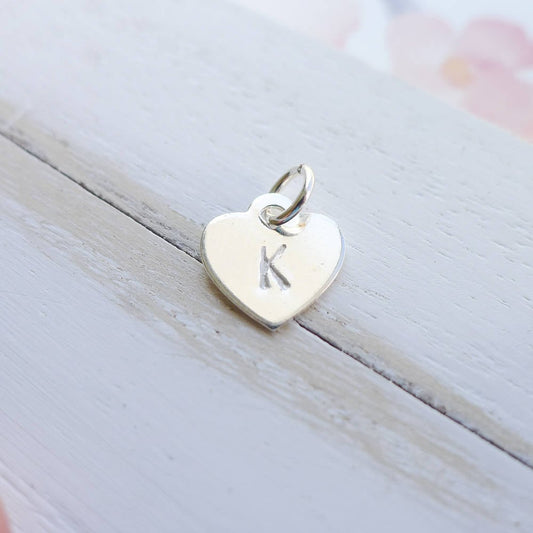 Heart Initial Tag or Charm Sterling Silver Personalized Tiffany Tag