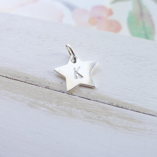Initial Star Charm Blank Tiny Letter Pendant for Necklace Custom