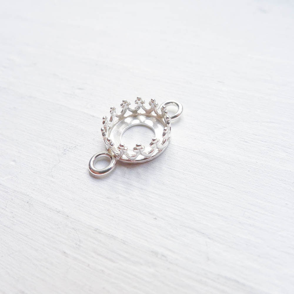 Cabochon Crown Bezel Setting Drop Link Sterling Silver 8mm